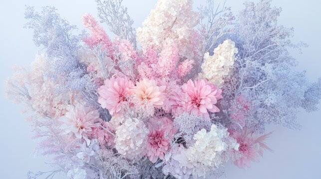 A soft pastel color background featuring pink, lavender, and baby blue hues