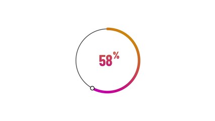 58 percent number loading circle icon pie chart animation modern design 4K video.