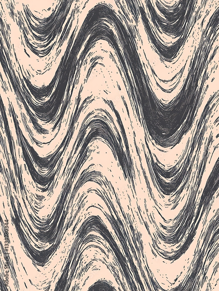 Aufkleber Wavy textured background pattern with hand-drawn brushstrokes style abstract