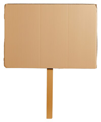 Blank cardboard sign isolated on transparent background.