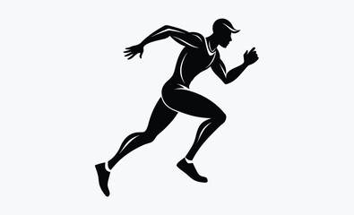 Run, running man, sprinter, isolated vector silhouette. male runner 