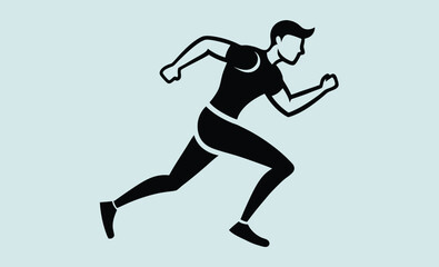Run, running man, sprinter, isolated vector silhouette. male runner 