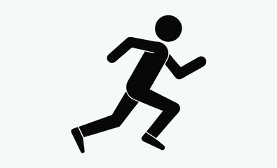 Run, running man, sprinter, isolated vector silhouette. male runner 