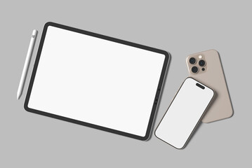tablet with phone blank mockup