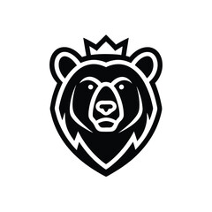 King bear head logo icon vector illustration