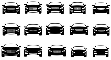 Car symbols frontal car icons