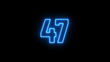 Obraz premium Abstract glowing neon text countdown 47 number illustration background 4K resolution.