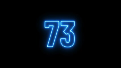 Fototapeta premium Abstract beautiful neon 73 number illustration background 4K.