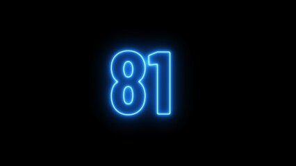 Abstract beautiful neon light countdown 81 number illustration background 4K.