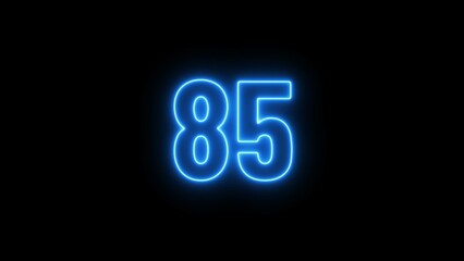 Abstract beautiful neon light countdown 85 number illustration background 4K.