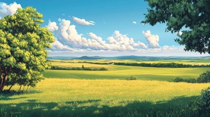 Obraz premium Serene Green Meadow Scene