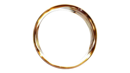 Golden ring rotating on transparent background with light effects