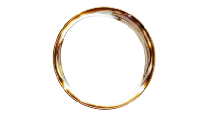 Golden ring rotating on transparent background with light effects