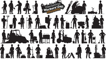 Workers’ Day Silhouette Collection – Labor Day Vector Illustration