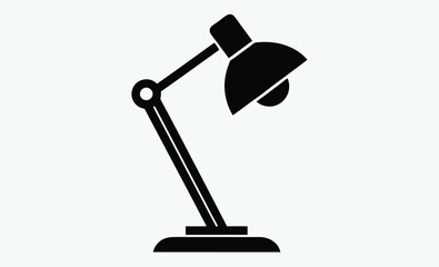 Desk lamp silhouette vector, silhouette of floor lamp vector illustration. Classic desk table lamp vector illustration silhouette   