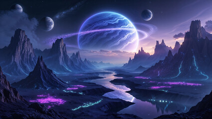 Alien planet in space