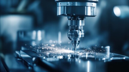 Automated CNC machines working on precision metal cutting in an advanced factory