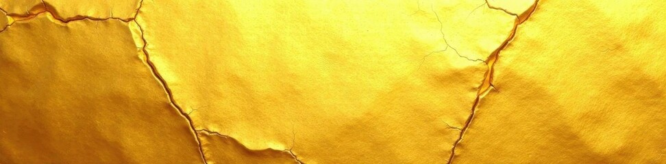 Obraz premium Sunlit, ripped gold paper; subtle cracks, faded glory , texture, background