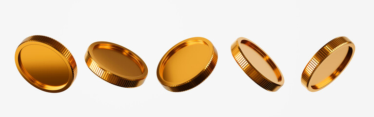 Close up of gold coin, business banking and financial. 3d render.