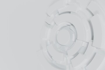 White background cylinder shape and ring, 3D rendering.