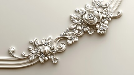 Beautiful floral arrangement with scrolling decorative architectural element