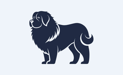 Newfoundland dog silhouette, Newfoundland Dog Vector Silhouette - Capturing the Majestic Presence and Endearing Nature of this Beloved Large Breed, Newfoundland Illustration. 