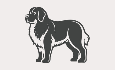 Newfoundland dog silhouette, Newfoundland Dog Vector Silhouette - Capturing the Majestic Presence and Endearing Nature of this Beloved Large Breed, Newfoundland Illustration. 