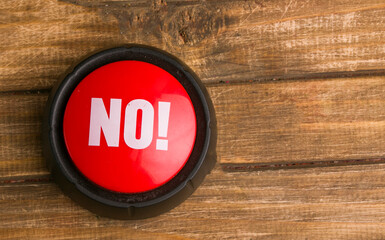 button with word no on wooden background