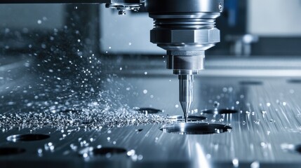 Modern CNC machine drilling holes in a sheet metal workpiece