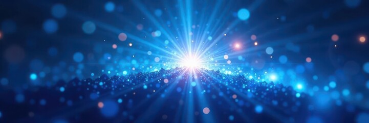 Naklejka premium Abstract blue light rays burst, vibrant energy , celestial, radiance, burst