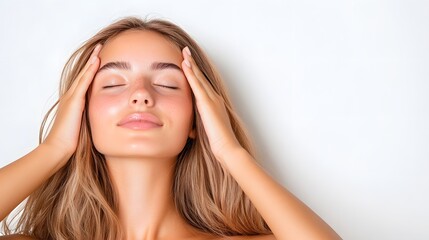 Naklejka premium a beautiful shampoo model with long, flowing hair, Generative AI