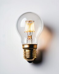 A light bulb and a white background, photography, illustration, minimalism, relaxation, design.