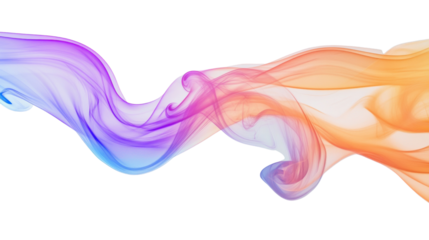 Colorful smoke waving on transparent background