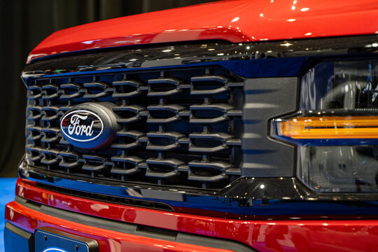 2025 Ford F-150 STX automobile at the 2025 Canadian International AutoShow. Toronto, Canada - February 18, 2025.