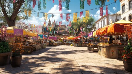 Vibrant Fiesta Market: A Sun-Drenched Marketplace