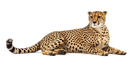 Cheetah lying down with a watchful gaze