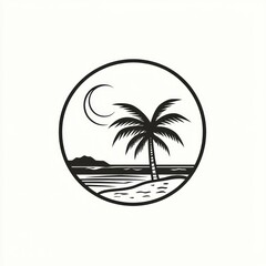 Obraz premium Coastal Palm Night Scene