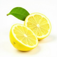 Ripe lemon cut in half, vibrant color, clean white backdrop, cut, lemon