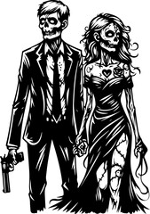 sketch vector illustration silhouette design icon logo symbol couple lover zombie skull ethnic traditional vintage full engraving classic  