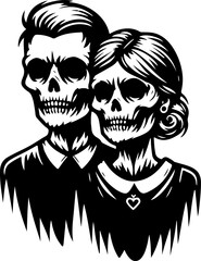 sketch vector illustration silhouette design icon logo symbol couple lover zombie skull ethnic traditional vintage full engraving classic  