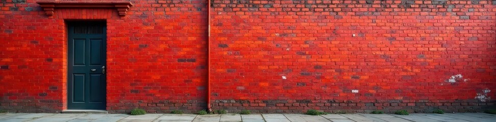 Aged red brick wall panorama, expansive background , red brick, red brick texture
