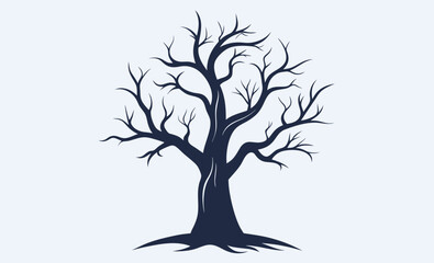 Halloween tree silhouette, Halloween tree silhouette vector, Silhouette of a dead tree vector illustration  