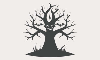 Halloween tree silhouette, Halloween tree silhouette vector, Silhouette of a dead tree vector illustration  