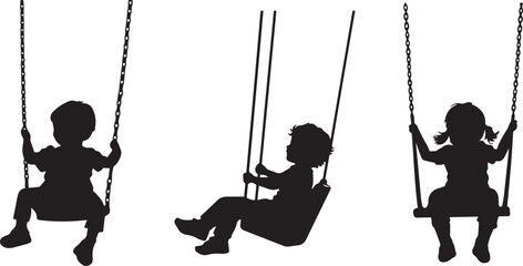 Silhouette of a child swinging on a swing set vector silhouette