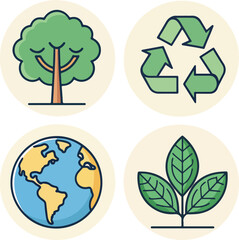  Ecology Icons Set – Editable Stroke Vector Illustration
