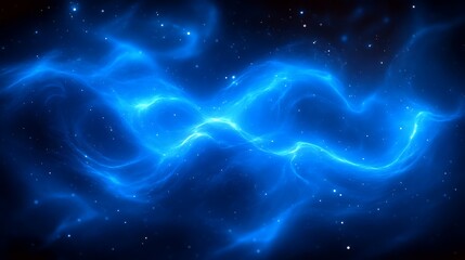 Obraz premium Abstract Blue Nebula Cosmic Energy Waves