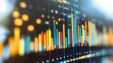 Colorful digital chart showing data with varying values over time