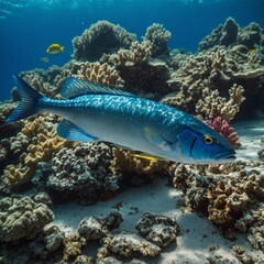 Fototapeta premium Fish and Creatures in the Ocean and Sea Coral reef fish life Arabian spinecheek fish - Scolopsis ghanam , Red sea