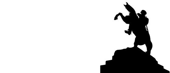 Silhouette of Ataturk on rearing horse with copy space on white background. Turkish national pride days or public days concept. 19 may or 23 april or 30 august, 29 october, republic day