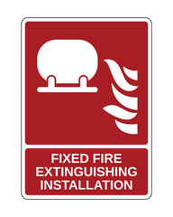 Fixed Fire Extinguishing Installation Sign, Fire Protection Equipment Sign with Vertical Explanation - High Quality Vector Stock Image